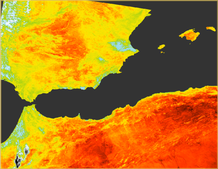 Imagen LST de Sentinel-3 procesada con SNAP